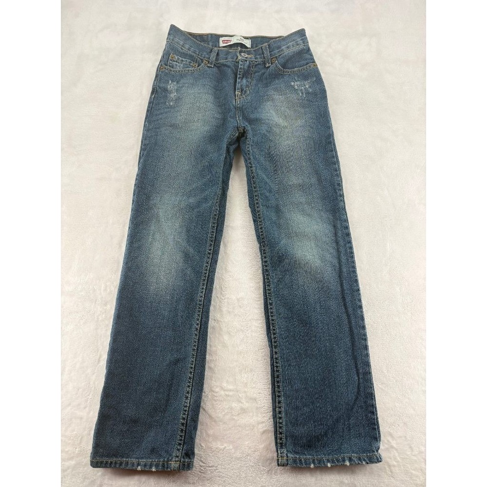 Levi's 514 Straight Boys Jeans Size 14 Reg W27 L27 Distressed Medium Wash Denim